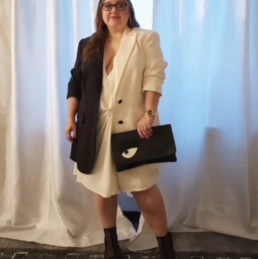 Eloquii black ivory blazer size 14